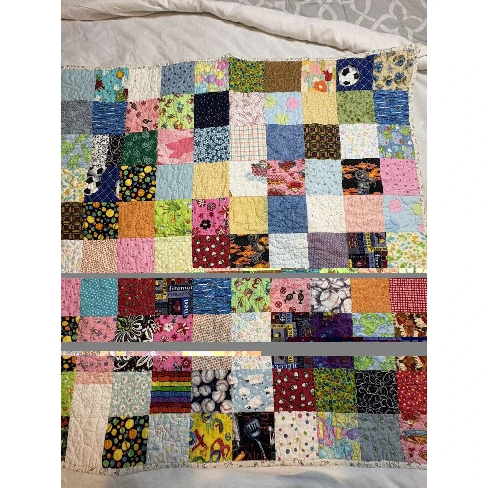 Patchwork Baby Quilt Anchors On Back Proverbs Scripture On Back See Pics 38”x38”